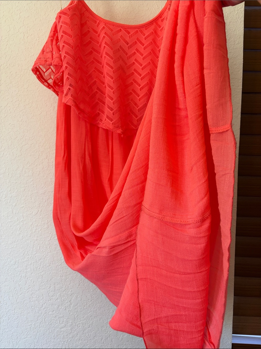 Coral Layered Ruffle Maxi Dress - Women's Summer Dress - Picture 3 of 10